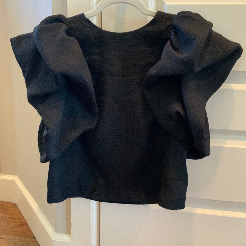 Express black blouse with ruffled sleeves